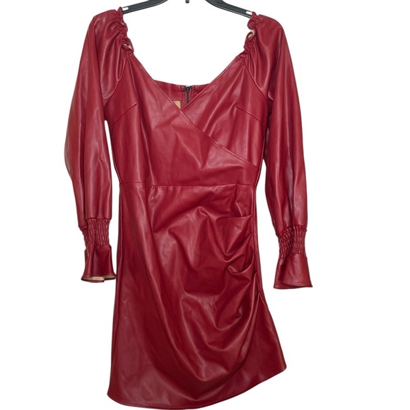 Kendall & Kylie maroon vegan leather mini dress sz 4/6 - Picture 1 of 11